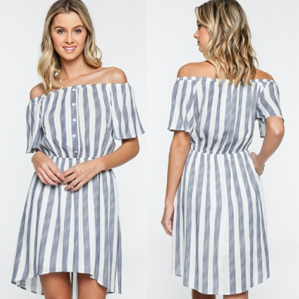Everly Striped Off-the-Shoulder Dress